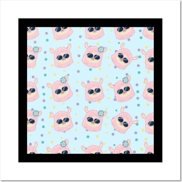 cute llama pattern Wall Art by tee4ever